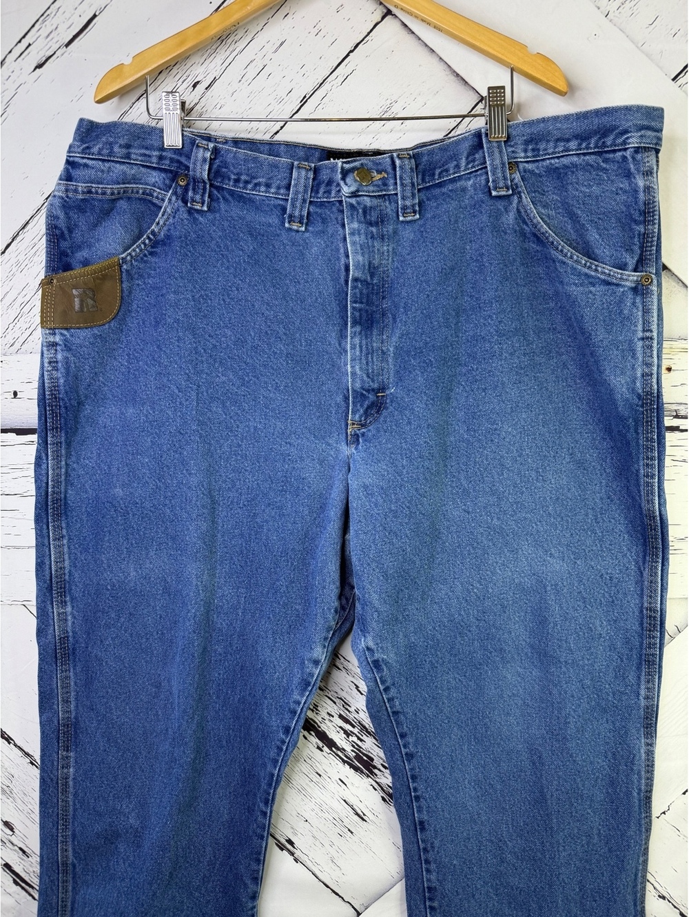 VTG Wrangler RIGGS Workwear Carpenter Jeans Relaxed Blue Wash Denim Men 44x32